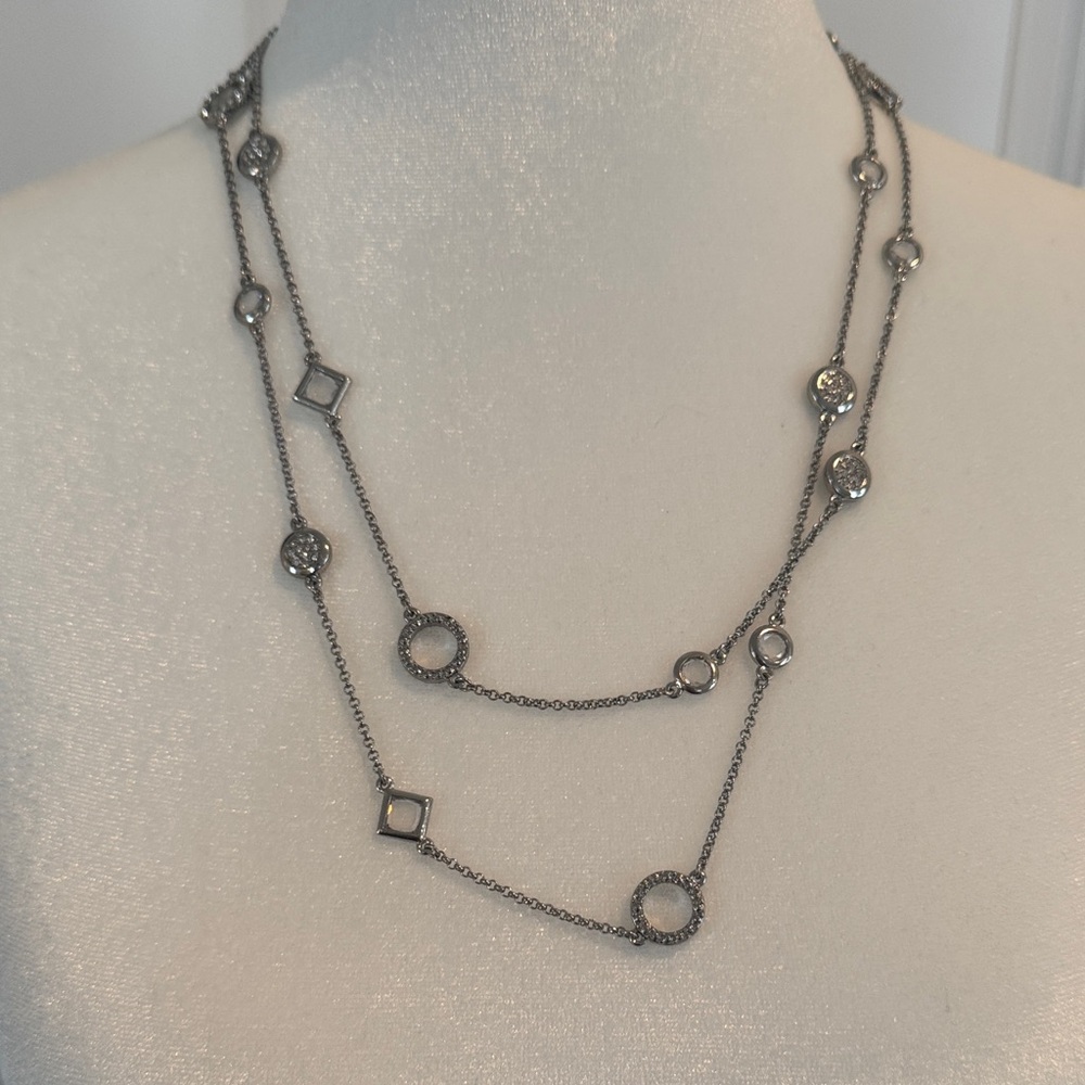 Lia Sophia Silver Chain Necklace with Geometric Accents